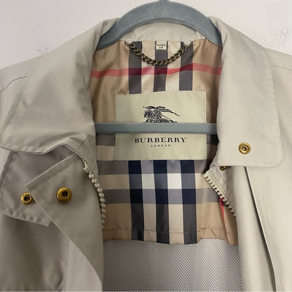 Burberry Tess Trench Lightweight Rain Coat Nova Check Beige Size 14P - Picture 4 of 16